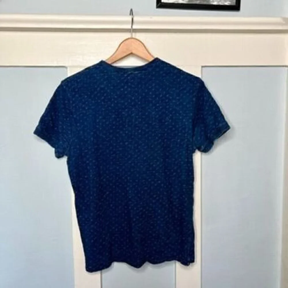 J. Crew Indigo Blue Dotted Short Sleeved Henley Shirt